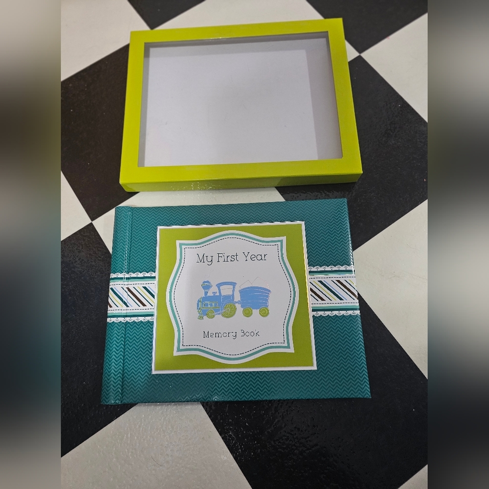 New My First Year Memory Book with Box Boy Shower Gift Baby Book
